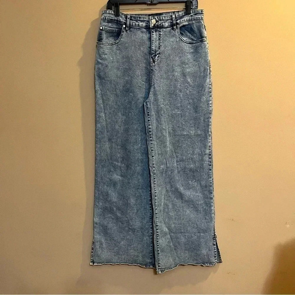 SO Wide Leg Vintage Flare High Rise Denim Juniors Size 15 Blue Acid Mom Pants - Picture 1 of 11
